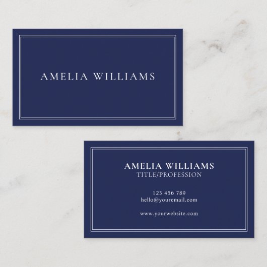 Blue Elegant Minimalist Professional 名刺 (正面/裏面)