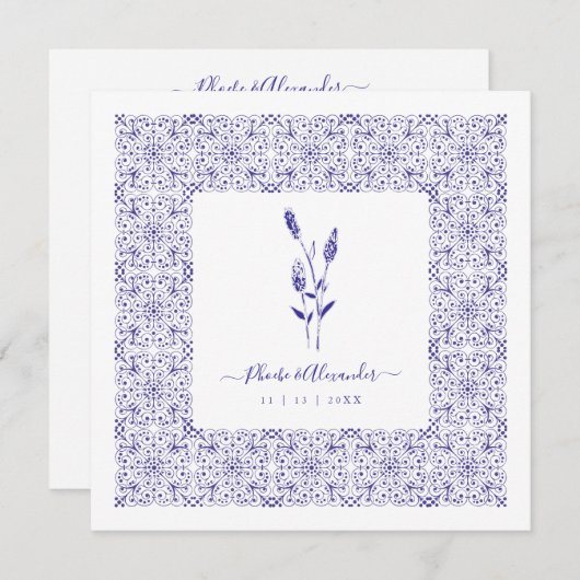 Blue Elegant Sophisticated Wedding Lace Wildflower (正面/裏面)