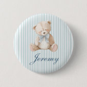 Blue Elegant Teddy Bear Button 缶バッジ (正面)