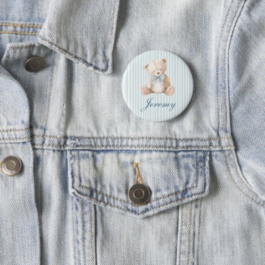 Blue Elegant Teddy Bear Button 缶バッジ (インサイチュ)