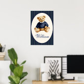 Blue Elegant Teddy Bear Poster ポスター (ホームオフィス)