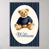 Blue Elegant Teddy Bear Poster ポスター (正面)