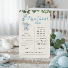 Blue Elephant Baby Predictions and Advice Card