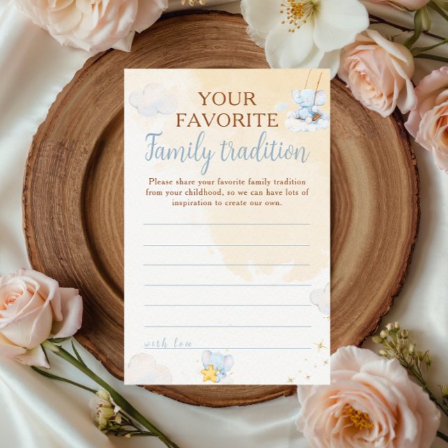 Blue Elephant Baby Shower Advice Family Tradition (クリエイターアップロード済み)