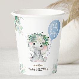 Blue Elephant Baby Shower Boy Paper 紙コップ