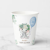 Blue Elephant Baby Shower Boy Paper 紙コップ (正面)