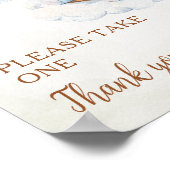 Blue Elephant Baby Shower Favors Sign Poster Cloud ポスター (角)