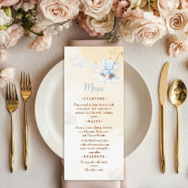 Blue Elephant Baby Shower Menu Card Cloud Stars メニュー