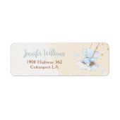 Blue Elephant Baby Shower Return Address Label ラベル (正面)