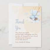 Blue Elephant Baby Shower Thank You Card Nursery サンキューカード (正面)