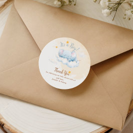 Blue Elephant Baby Shower Thank You It's a Boy ラウンドシール