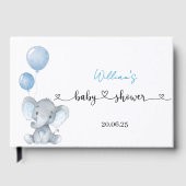 Blue Elephant Balloons Foil Baby Shower Guest Book ゲストブック (正面)