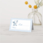 Blue Elephant Bow Baby Boy Table Numbers Tent プレイスカード (正面)
