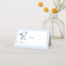 Blue Elephant Bow Baby Boy Table Numbers Tent