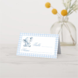 Blue Elephant Bow Baby Boy Table Numbers Tent プレイスカード
