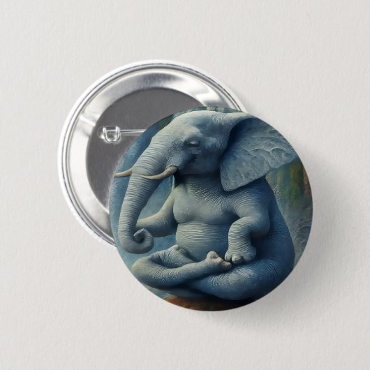 Blue Elephant Button 缶バッジ (正面&裏面)