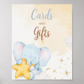 Blue Elephant Cards and Gifts Baby Shower Poster ポスター (正面)
