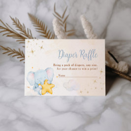 Blue Elephant Diaper Raffle Baby Shower Game Card エンクロージャーカード