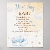 Blue Elephant Don't Say Baby Shower Game Poster ポスター (正面)