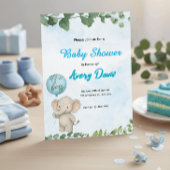 Blue Elephant It’s a Boy Baby Shower Invitation 招待状