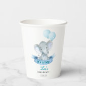 Blue Elephant It's a Boy Baby Shower Cups 紙コップ (裏面)
