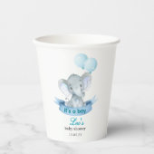 Blue Elephant It's a Boy Baby Shower Cups 紙コップ (正面)