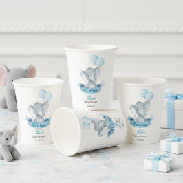 Blue Elephant It's a Boy Baby Shower Cups 紙コップ