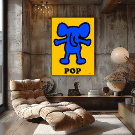 Blue Elephant Pop Art – Bold Animal Silhouette ポスター