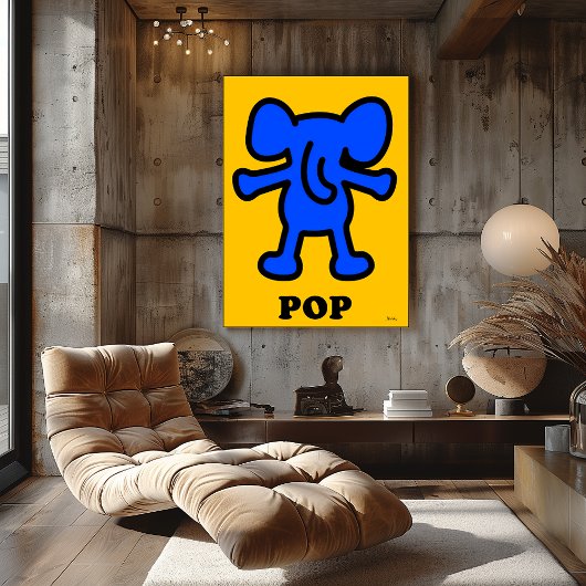 Blue Elephant Pop Art – Bold Animal Silhouette ポスター
