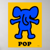 Blue Elephant Pop Art – Bold Animal Silhouette ポスター (正面)