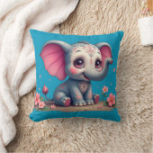 Blue Elephant Throw Pillow クッション (ブランケット)