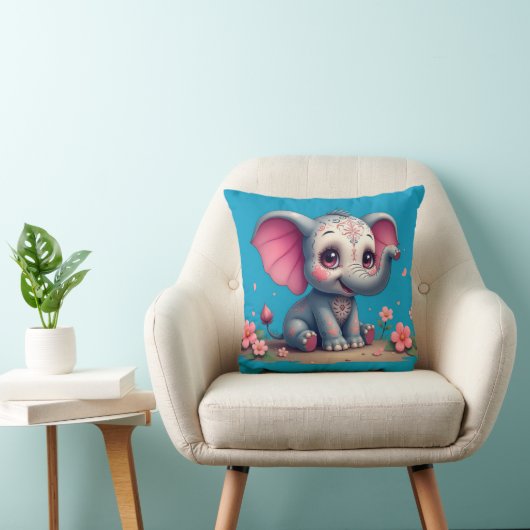 Blue Elephant Throw Pillow クッション (椅子)
