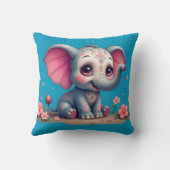Blue Elephant Throw Pillow クッション (裏面)