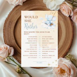 Blue Elephant Would She Rather Baby Shower Game