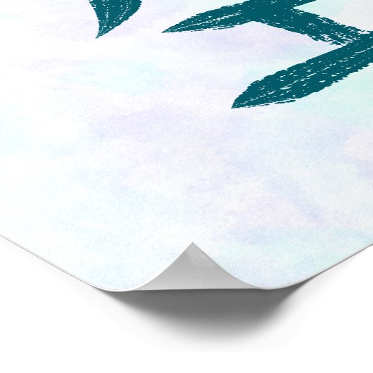 Blue Empty, Sky Kanji Japanese Calligraphy ポスター (角)