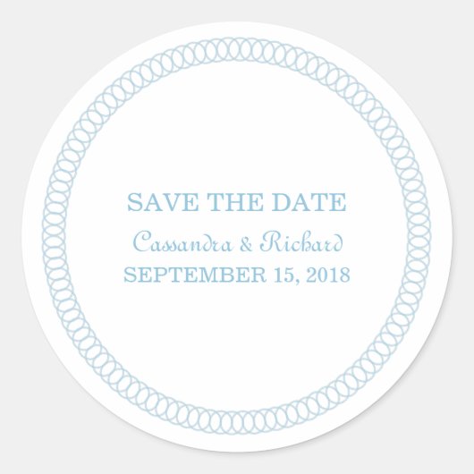 Blue Encircled Round日付シールを保存 ラウンドシール (正面)