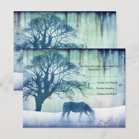 Blue Equestrian Weding RSVP (正面/裏面)