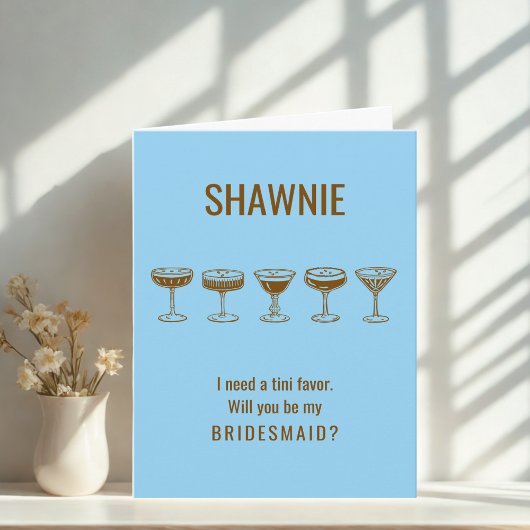 Blue Espresso Martini Will You Be My Bridesmaid? 招待状