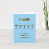 Blue Espresso Martini Will You Be My Bridesmaid? 招待状 (正面)