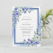 Blue Ethereal Floral Wedding 招待状 (スタンド正面)