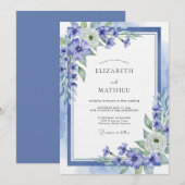 Blue Ethereal Floral Wedding 招待状 (正面/裏面)