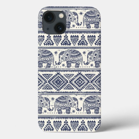 Blue Ethnic Elephant Pattern Case-Mate iPhoneケース (裏面)