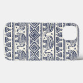 Blue Ethnic Elephant Pattern Case-Mate iPhoneケース (裏面 (横))