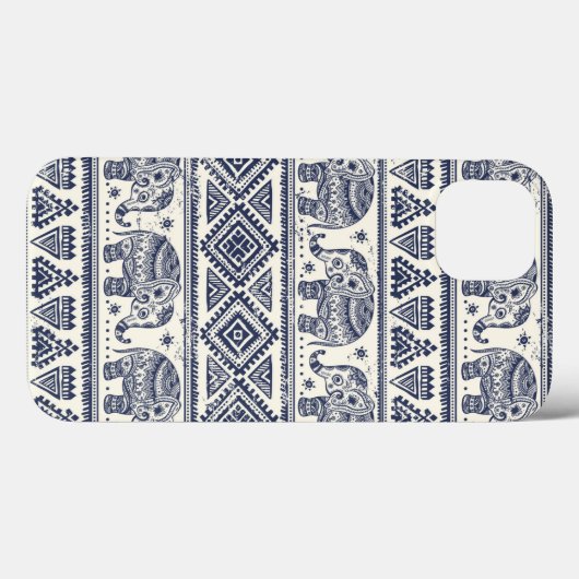 Blue Ethnic Elephant Pattern Case-Mate iPhoneケース (裏面 (横))