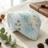 Blue Eucalyptus Pine Watercolor Greenery ネクタイ