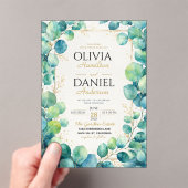 Blue Eucalyptus with Gold Botanical Accents アクリル招待状 (インサイチュ (ポータブル))