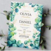 Blue Eucalyptus with Gold Botanical Accents 招待状