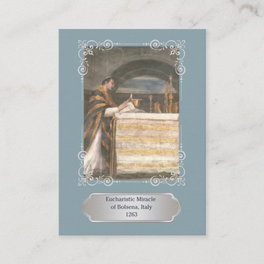 Blue Eucharistic Miracle Communion Prayer Card 名刺 (正面)