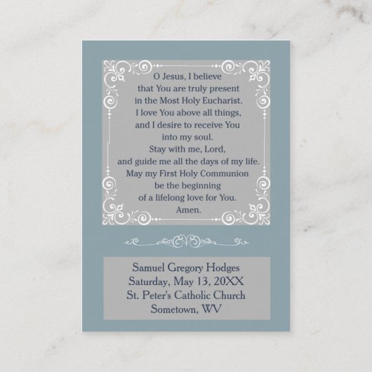 Blue Eucharistic Miracle Communion Prayer Card 名刺 (裏面)