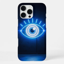 Blue Evil Eye Neon Light Sign in the Dark iPhone 16 Pro Maxケース